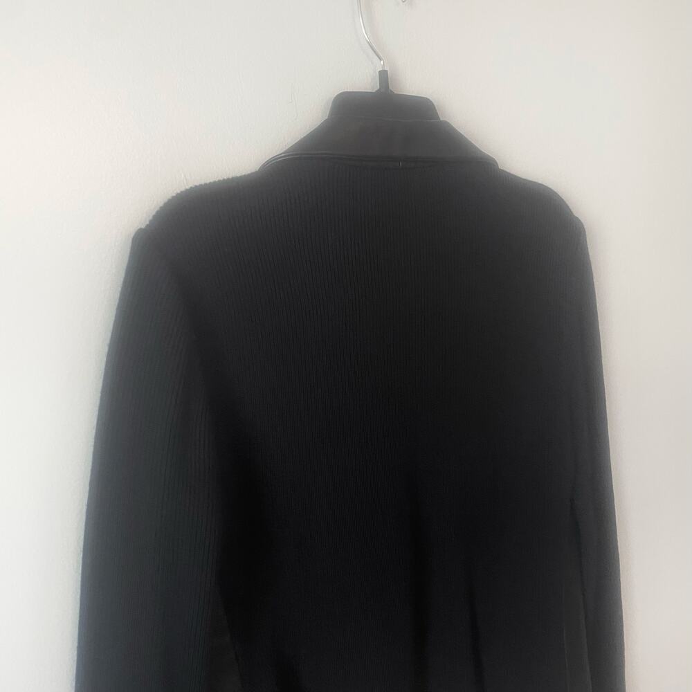 Lafayette 148 New York Leather Merino Wool Mix Black Jacket Size 6 - Picture 4 of 6